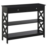 Console no - rtro 2 tiroirs 2 tagres noir