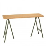 Console plateau en pin et pieds trteaux en mtal vert