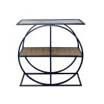 Console plateau en verre fum l80 cm - effet pin atlantique