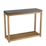 Console rect. gm double plateau effet bton fonc et acacia
