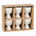 Coquetiers en cramique blanche motif floral vert (x6)