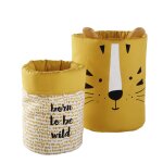 Corbeilles en coton jaune moutarde  motifs (x2)