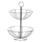 Corbeille � fruits en m�tal chrom� 2 �tages 29. 5x29. 5x41cm