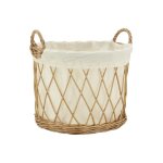 Corbeille  linge en osier buff et coton