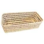 Corbeille  pain feuilles de palmier osier naturel 35x15x12 cm