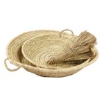 Corbeille plate avec poign�es osier naturel 45 x 45