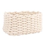 Corbeille rectangulaire en coton tressé blanc et lurex Corbeille rectangulaire en coton tressé blanc et lurex