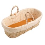 Couffin b�b� en fibres naturelles avec habillage tissu