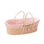 Couffin en osier rose clair pour filles - promenade bucolique
