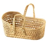Couffin osier vintage pour poup�e naturel 19 x 36