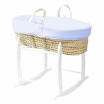 Couffin avec support  bascule blanc, habillage en coton bio - azur