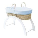 Couffin avec support rversible blanc, habillage coton bio - azur