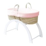 Couffin avec support rversible blanc, habillage coton bio - pivoine