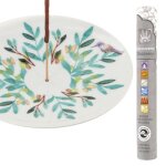 Coupelle porte - encens en porcelaine aquarelle + encens ayurvdique