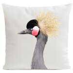 Coussin campagne oiseau sudine blanc 40x40cm