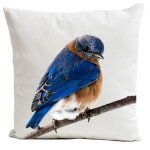 Coussin campagne oiseau sudine blanc 40x40cm