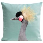 Coussin campagne oiseau sudine bleu 40x40cm