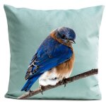 Coussin campagne oiseau sudine bleu 40x40cm