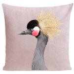 Coussin campagne oiseau su�dine rose 40x40cm