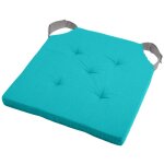 Coussin de chaise attaches scratchs turquoise et gris 38x38