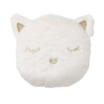 Coussin chat imitation fourrure blanche brod dor 30x30