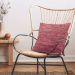 Coussin en cuir tress� burgundy 45x45