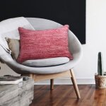 Coussin en cuir tress burgundy 60x40