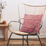 Coussin en cuir tressé rose poudré 45x45 Coussin en cuir tressé rose poudré 45x45