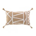 Coussin dhoussable pompons jute blanc 30x50cm