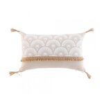 Coussin dhoussable  pompons jute naturel 30x50cm