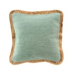 Coussin dhoussable sauge coton et polyester avec jute 45x45cm
