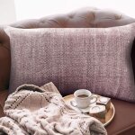 Coussin effet délavé rose poudré 60x40 Coussin effet délavé rose poudré 60x40