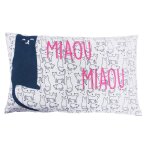 Coussin enfant imprim chat coton 30x50cm