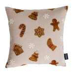 Coussin de nol en coton motif imprim et brod 30x30