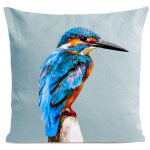 Coussin oiseau bord de mer sudine bleu 40x40cm