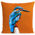 Coussin oiseau bord de mer sudine orange 40x40cm