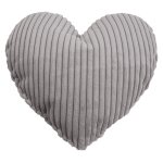 Coussin petit c?ur velours cotel� gris env. 32 cm