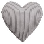 Coussin petit c?ur velours cotel� gris env. 43 cm