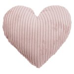 Coussin petit c?ur velours cotel� rose env. 32 cm