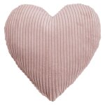 Coussin petit c?ur velours cotel� rose env. 43 cm