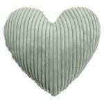 Coussin petit c?ur velours cotel� vert sauge env. 32 cm