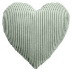 Coussin petit c?ur velours cotel vert sauge env. 43 cm