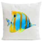 Coussin poisson bord de mer su�dine blanc 40x40cm