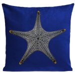 Coussin poisson bord de mer su�dine bleu 40x40cm