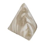 Coussin pyramide en fausse fourrure beige et blanche