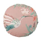 Coussin rond en coton imprim oiseau multicolore d40