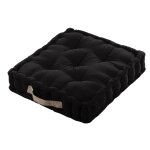Coussin de sol �pais en coton noir 45x45