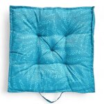 Coussin de sol ext�rieur carr� imprim� 43x43cm bleu turquoise
