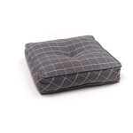 Coussin de sol imprim� a carreaux coton 40x40 cm gris anthracite