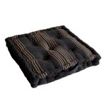Coussin de sol ray en coton recycl gris fonc 40x40 cm